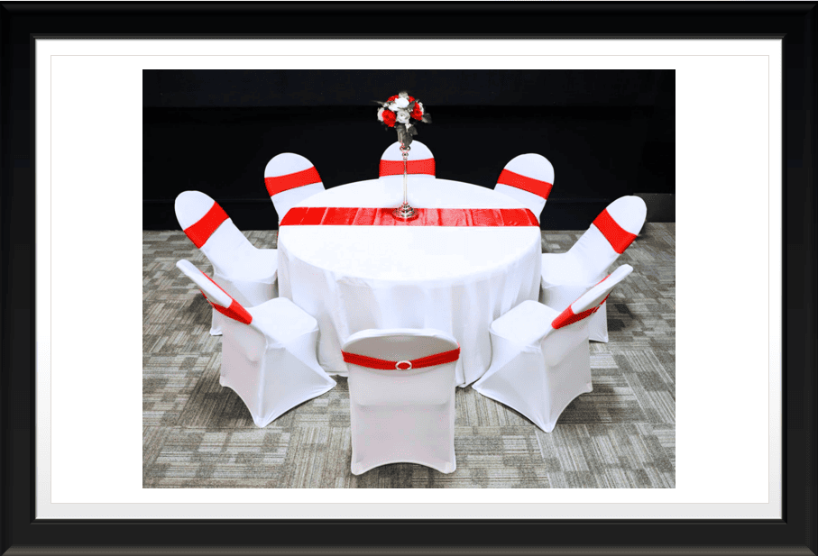 BANQUET TABLE SET WITH EIGHT CHAIRS
