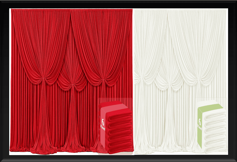 8 PANNEL BACK DROP CURTAIN RED & IVORY